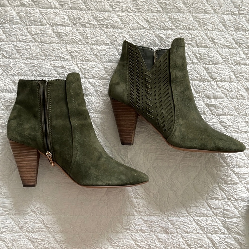 Green Suede Booties